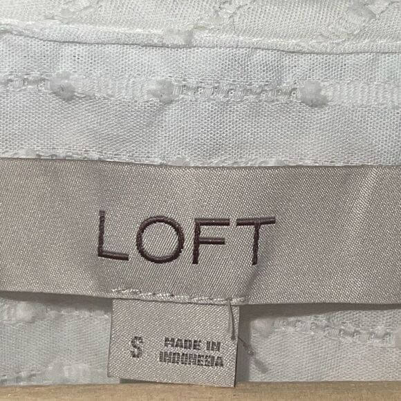 Loft Womens 100% Cotton Button-Up Chiffon Shirt Blouse Cream Size Small - Picture 5 of 8